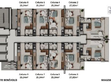Planta do pavimento tipo de apartamentos