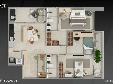 Planta de 79,00m� - 3 quartos 