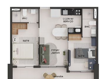 Planta do apartamento de 56,20m�