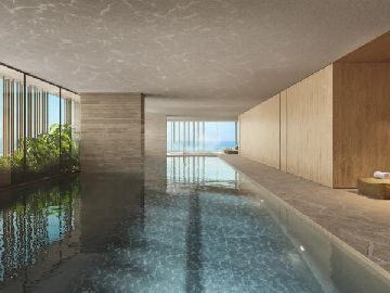 Piscina aquecida e coberta no espa�o welness no 45� pavimento