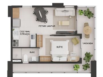Planta do apartamento de 48,85m�