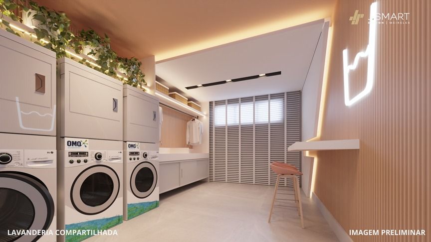 Lavanderia compartilhada no mezanino