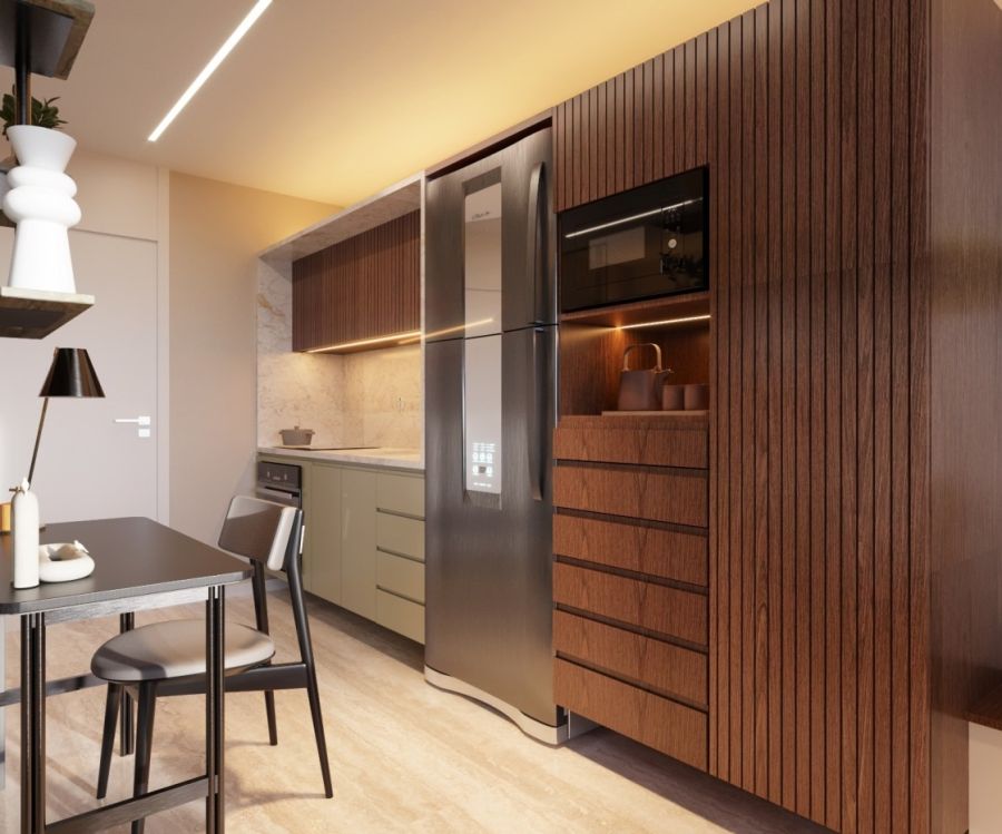Sala e cozinha do apartamento studio de 28,00m�