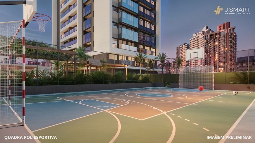 Quadra poliesportiva no mezaninoa