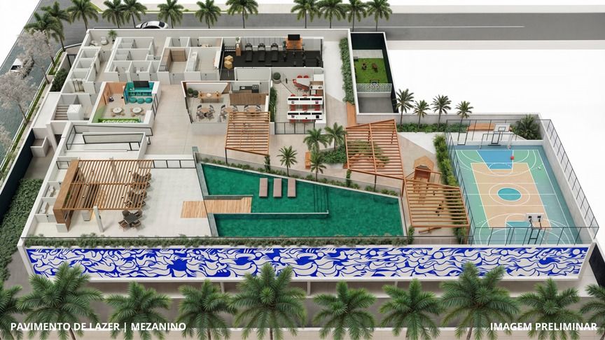 Pavimento de lazer no mezanino